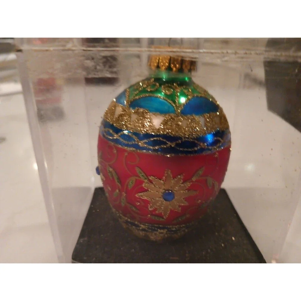 Beautiful GKI Bethlehem Glass Hand Crafted Christmas Glass Ornament New!
